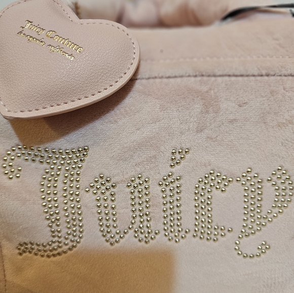 Juicy Couture Pink Mini Velour Logo Tote Crossbody Shoulder Bag - Picture 3 of 15